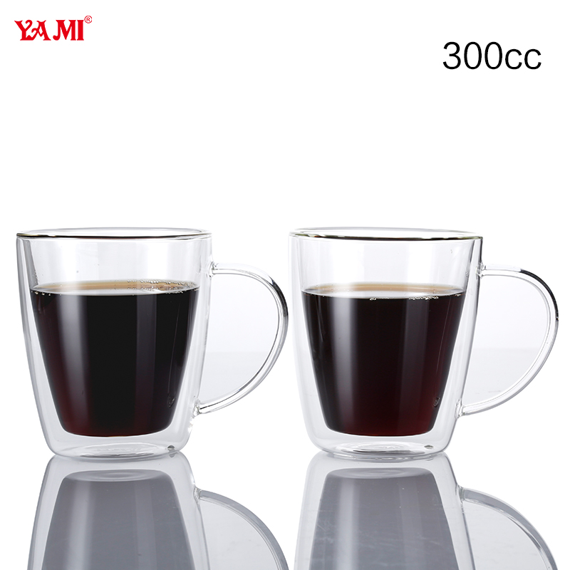 圆形带柄双层玻璃杯300cc-大图1